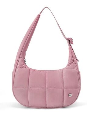 Small Puffer Crescent Shoulder Bag - Pink